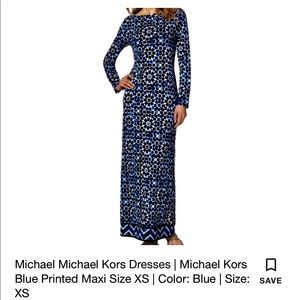 Michael Kors navy blue and white floral long dress